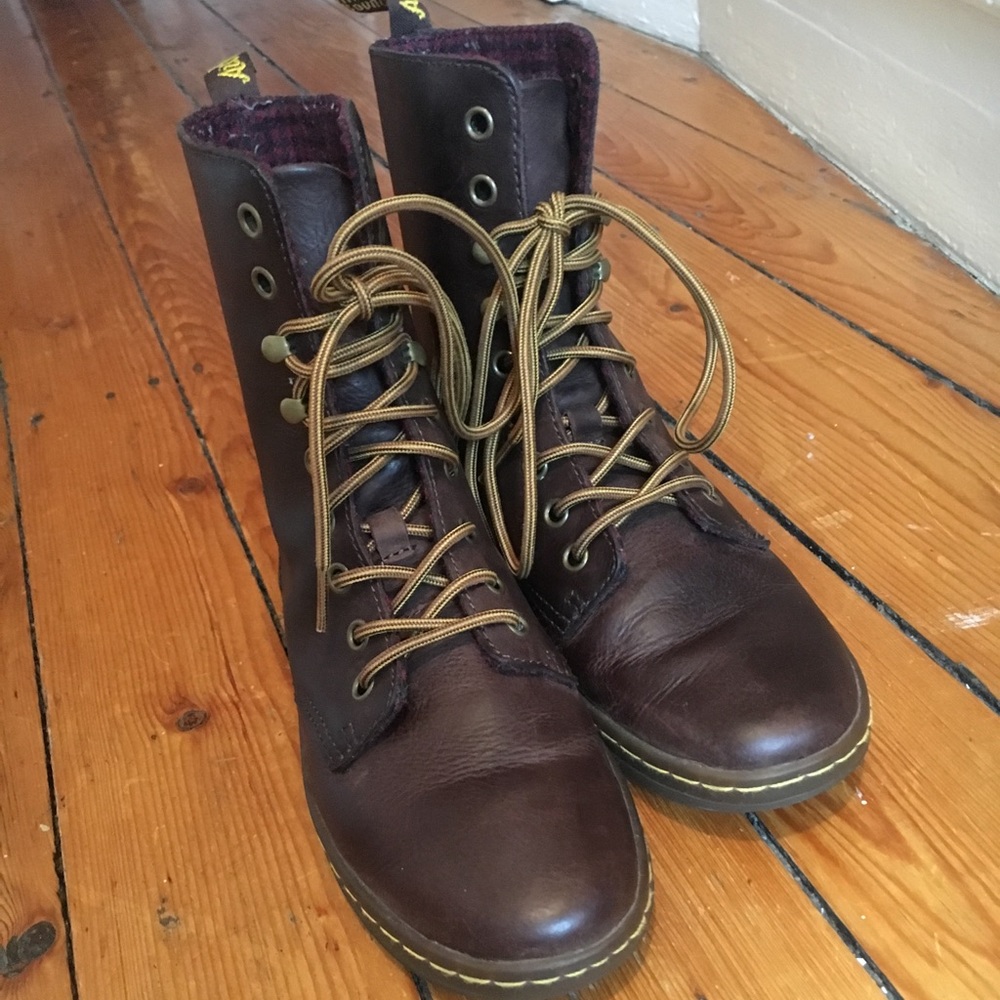 Dr. Martens brown combat boots